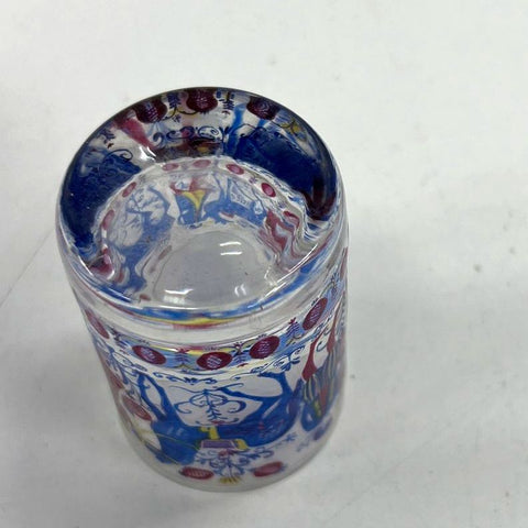 Alfred Taube Folk Art Rocks Glasses Set of 5 Red Blue Yellow Vintage MCM