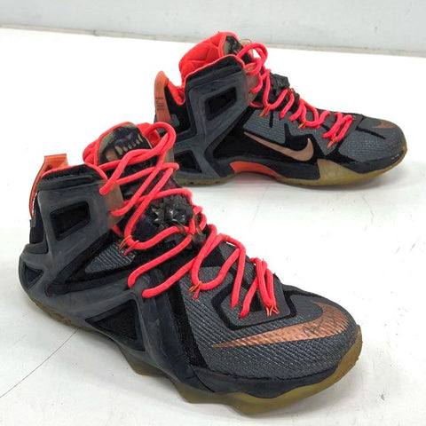 Nike LeBron 12 Instinct Black Crimson Basketball Shoes Size 8.5 COA