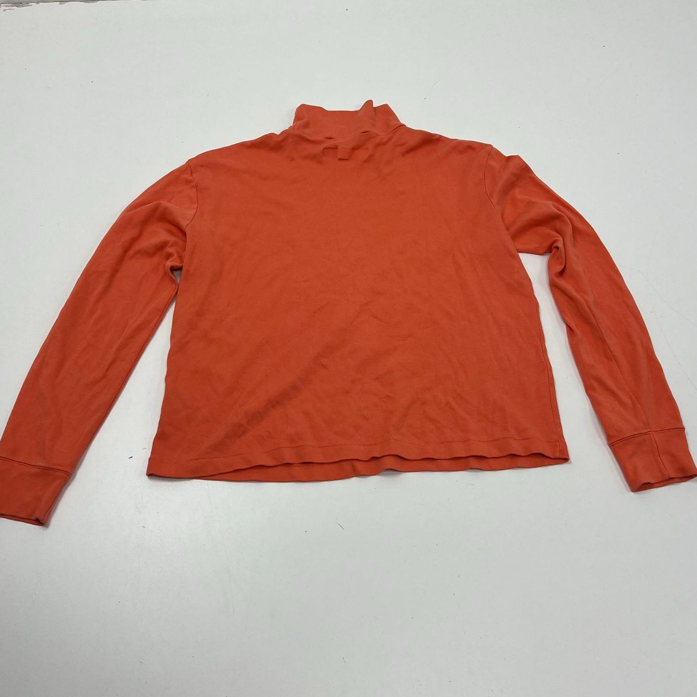 Ralph Lauren Sport Cotton Pullover Mockneck Long Sleeve Top Orange Womens M