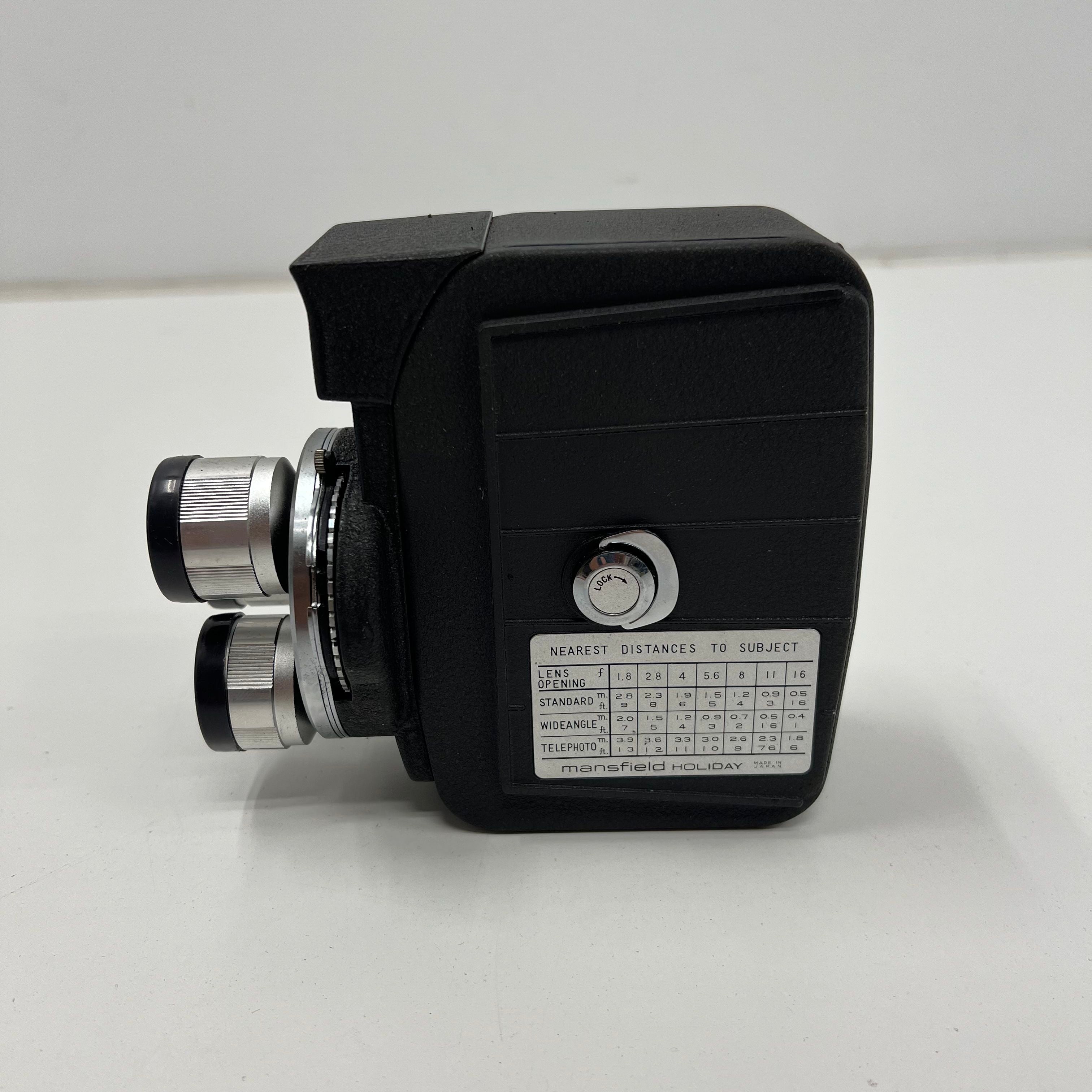 Vintage 1960s Mansfield Holiday Meter Matic 8mm Cine Turret Camera Kit w Case