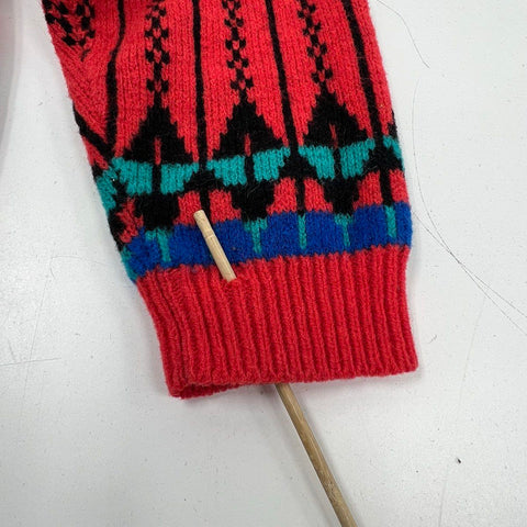 Vintage 80s Pepe Red Aztec Geometric Pattern Coogi Style Crewneck Sweater Sz S