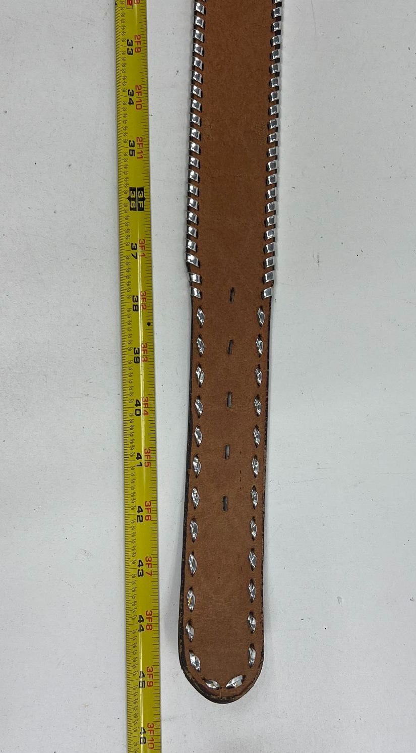 Vintage 80s Spec-Cast IH Gutenberg Printing Press Buckle Tooled Leather Belt 38