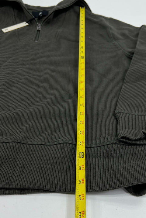 Banana Republic NWT Lione Olive Green Ribbed Cotton 1/4 Zip Sweater Men's L