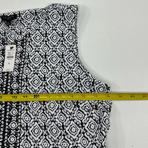 Talbots NWT Black White Geometric Print Sheath Dress Women's Petite L PL