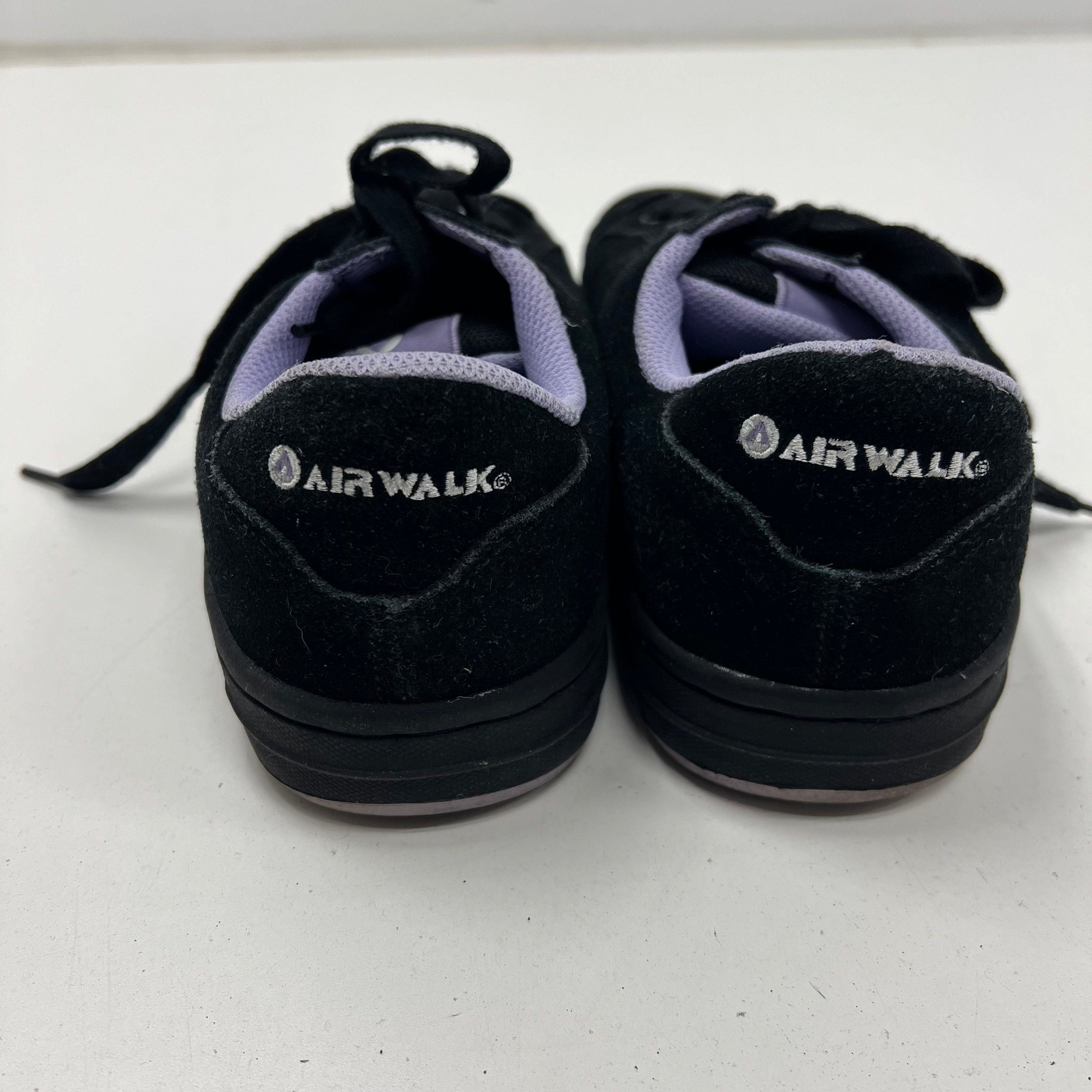 Y2K Vintage Airwalk Black Suede Skater Shoes Lavender Accents Mens Size 11