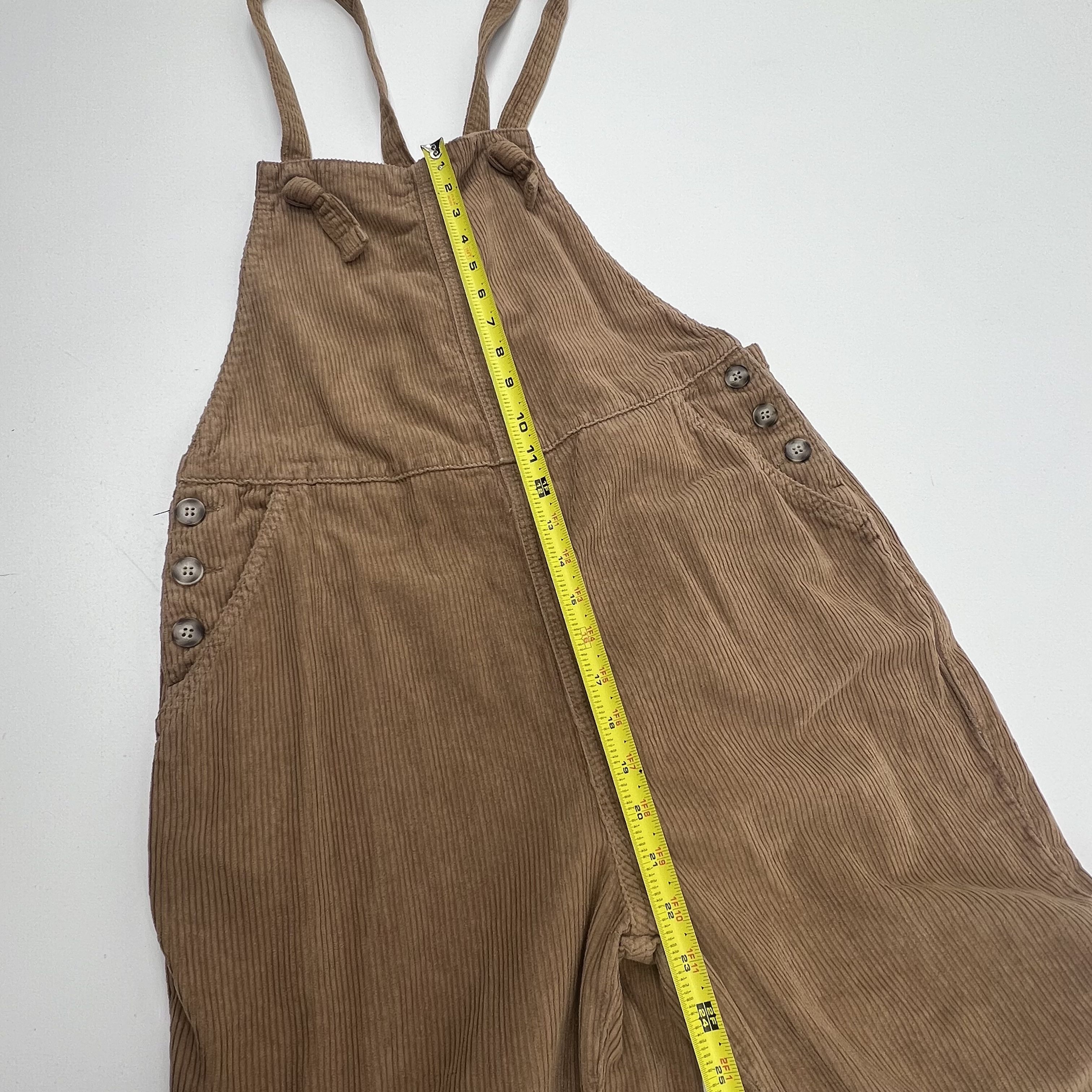 Faherty Overall Brown Corduroy Straight Leg Jumpsuit Casual Pinafore Medium