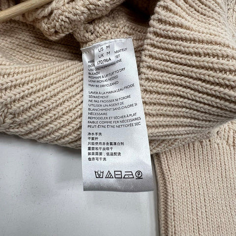 Free People Bonfire Cardi Cream Cropped Knit Puff Sleeve Cardigan Women's M