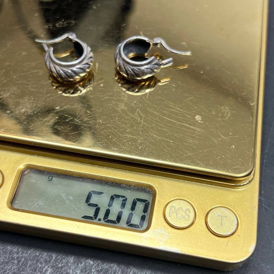 Sterling Silver Engraved Hoop Earrings 5 grams
