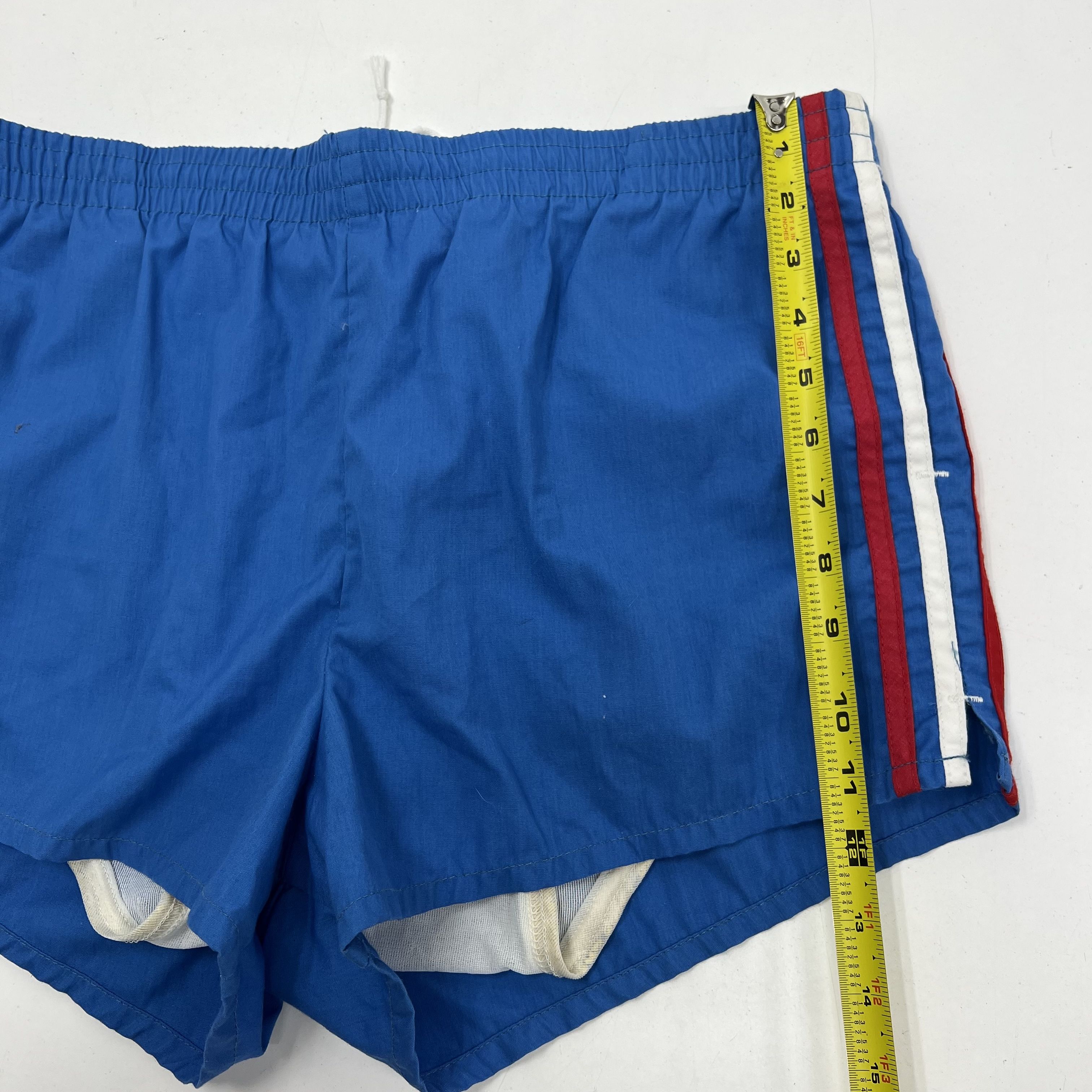 Vintage 80s JC Penney Blue Striped California Swim Trunks Shorts Men's 38
