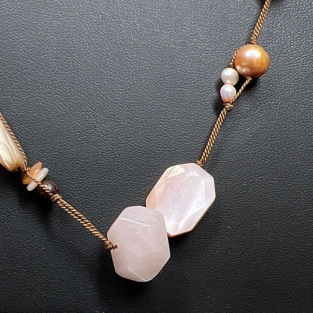 Silpada Quartz Stone, Abalone and Pearl Beaded Necklace