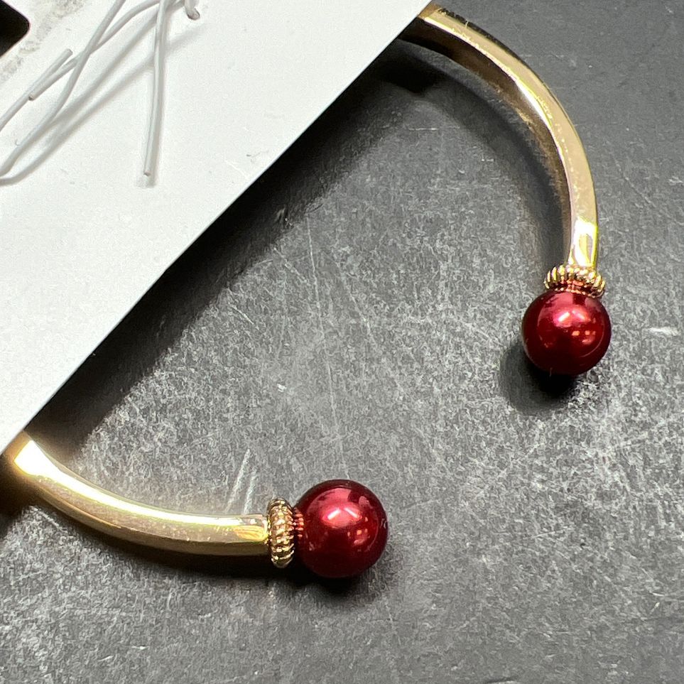 Charter Club Gold Tone Red Faux Pearl Bracelet NWT