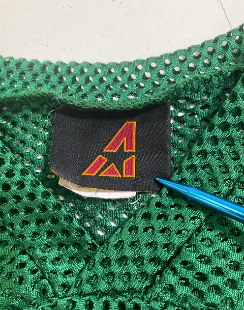Vintage 90s V Star Logo Blank Mesh Football Practice Jersey Green Sz L/XL