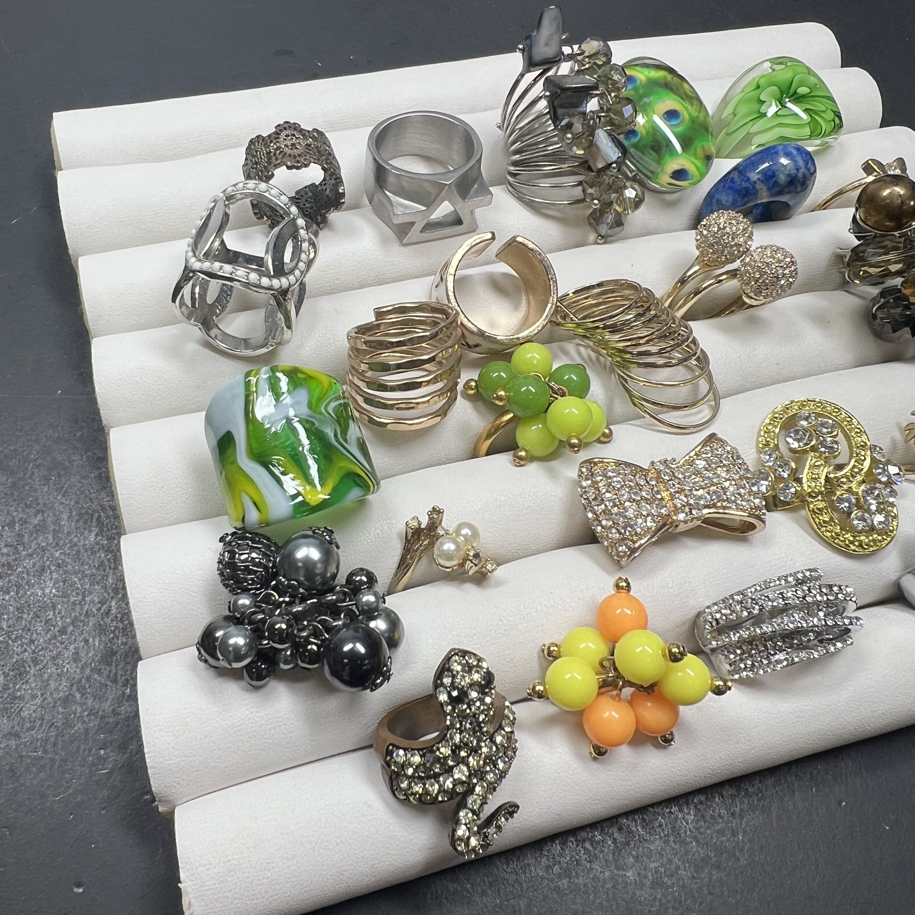 Lot of Costume Jewelry Rings Large Unique