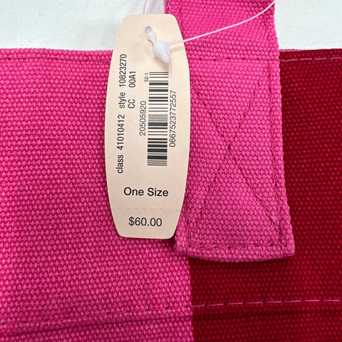 NWT Victoria's Secret Pink Red Striped Canvas Tote Bag Gold Logo