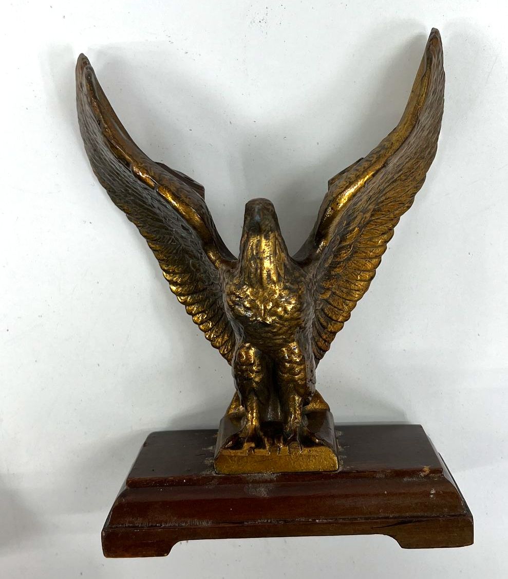VTG Collectible Brass Eagle Figurines on Bases Lot Of 2 Shelf Desk Decor