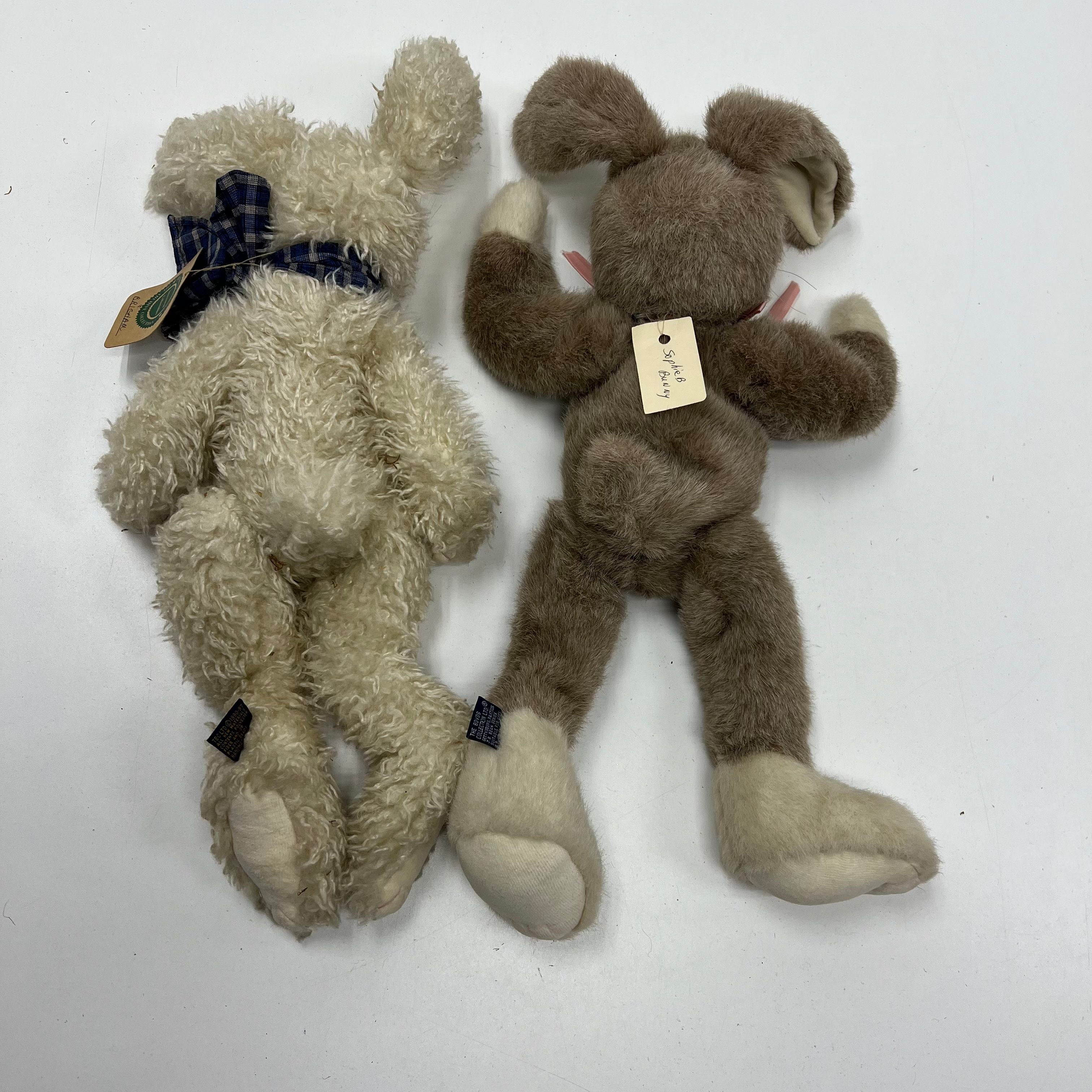 Vintage Boyds Collection Lot 4 J.B. Bean Plush Bunnies & Miniature Wood Sled