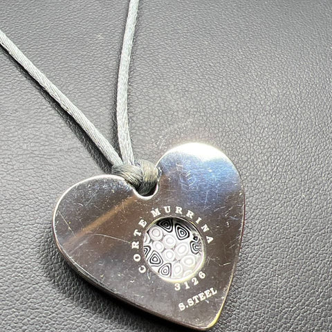 Corte Marrina Stainless Steel Heart Murano Glass Window Necklace