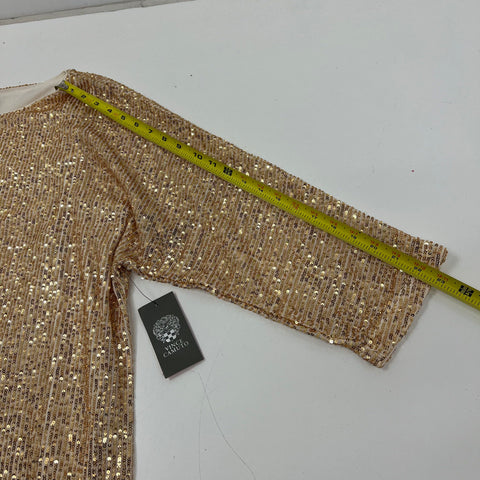 NWT Vince Camuto Gold Holiday Hues Sequin Boatneck Shift Dress Women's XL