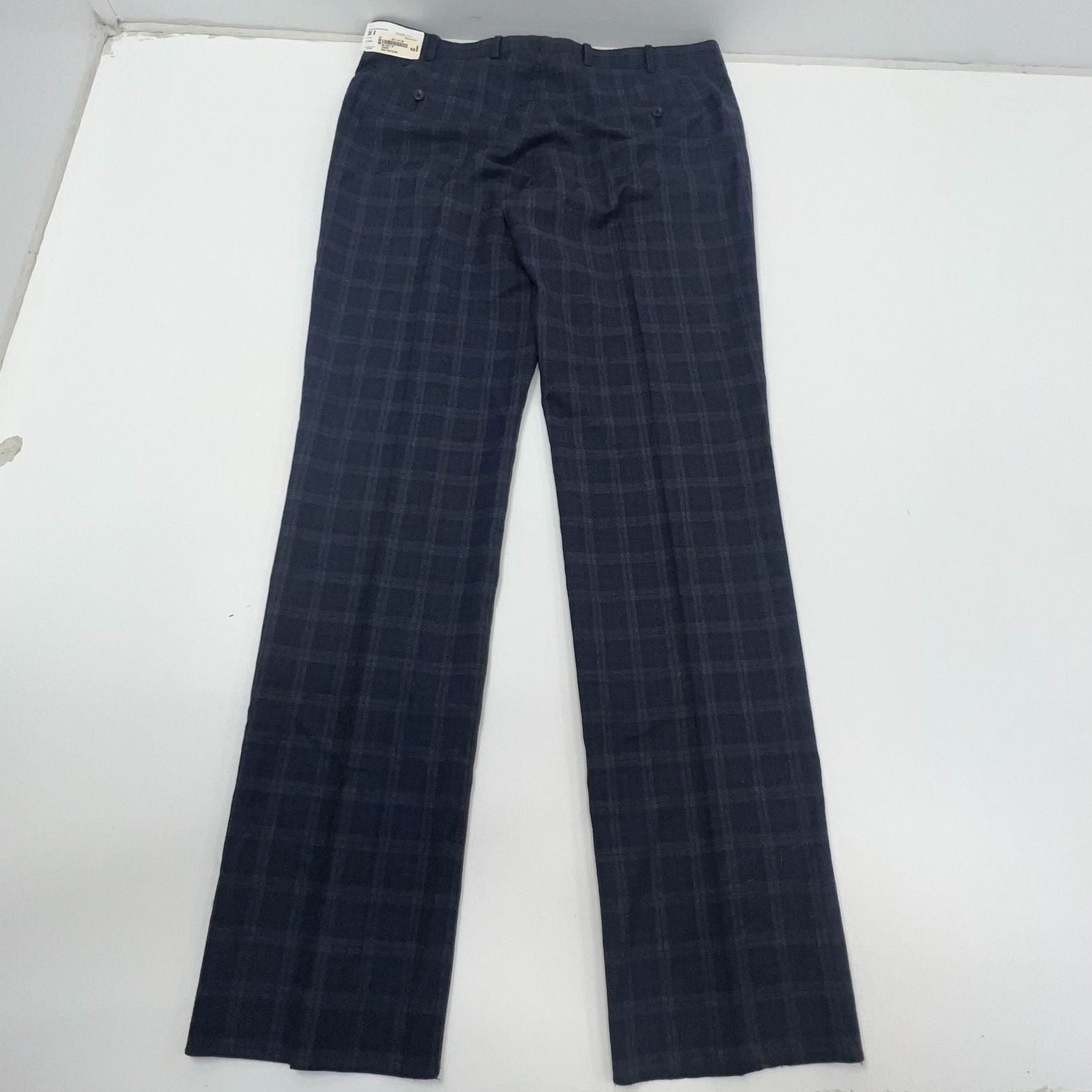 NWT Bullock & Jones Cade Blue Wool Plaid Slacks Pants - Size 38R Tollegno 1900