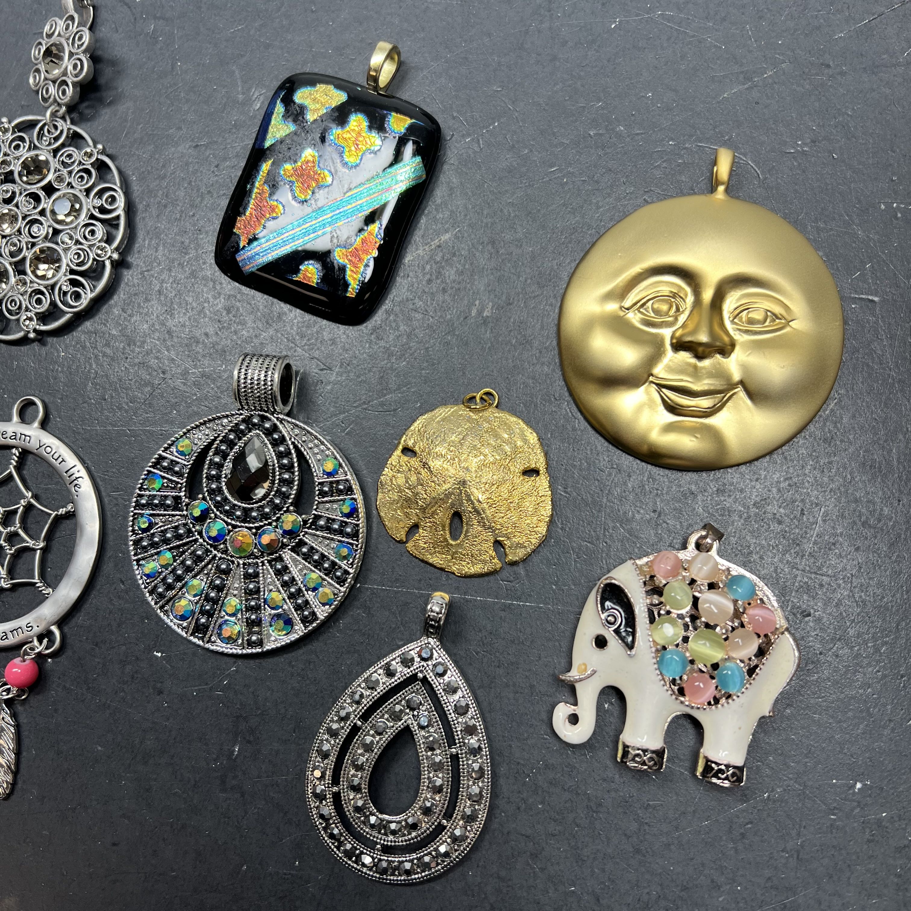 Assorted Pendants Round Silver Gold Tones