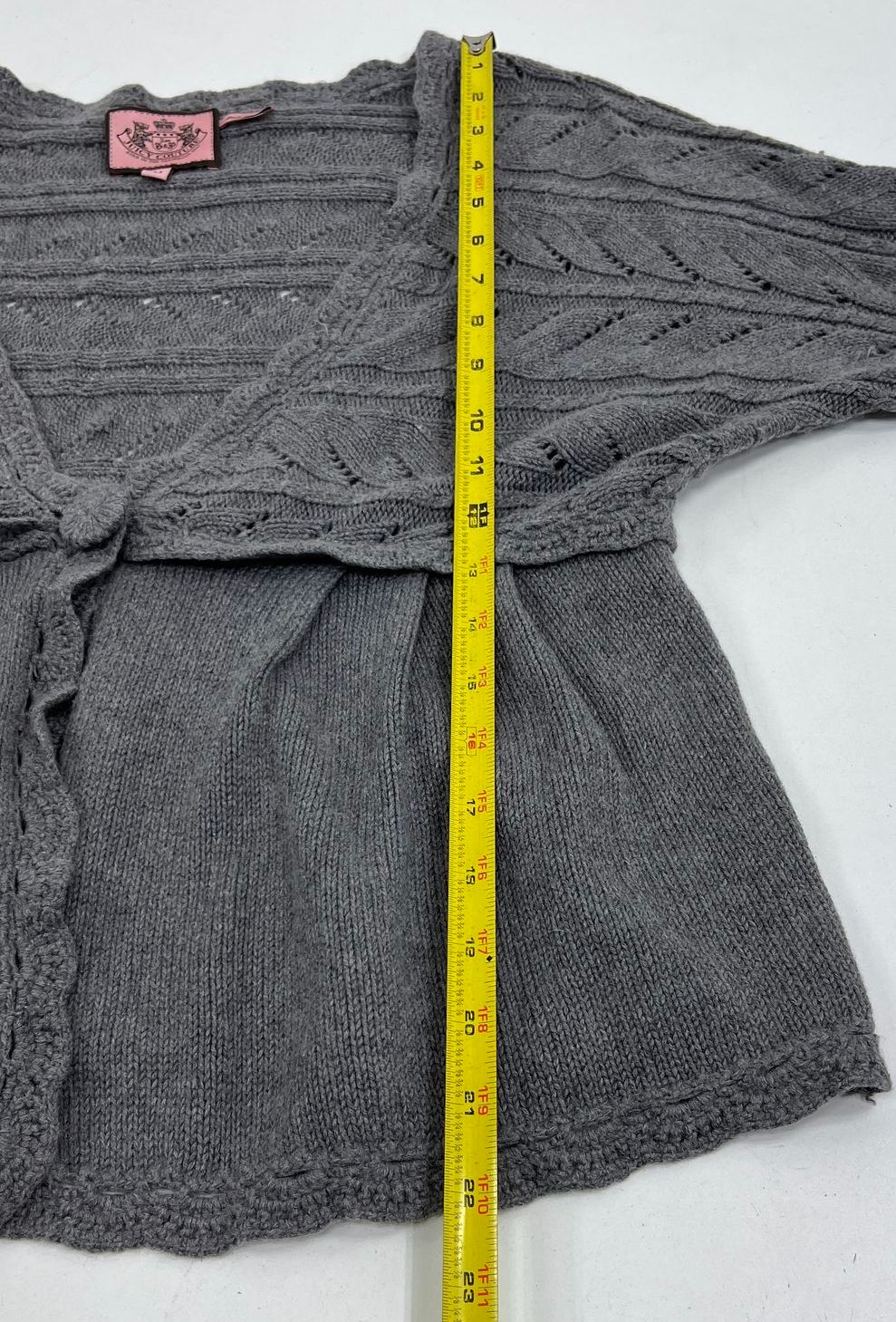 Vintage Y2K Juicy Couture Cashmere Blend Pointelle Knit Cardigan Women's M Gray