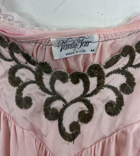 Vintage 70s Vanity Fair Embroidered Lace Trim Nightgown Peignoir Made USA Sz M