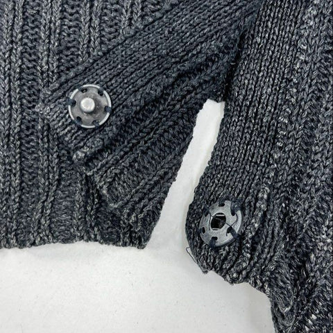 Free People Charcoal Gray Open Knit Drapey Snap Side Cardigan Sweater Women's L