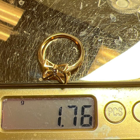 18K HGE Butterfly Rhinestone Ring Size 6 1.76g