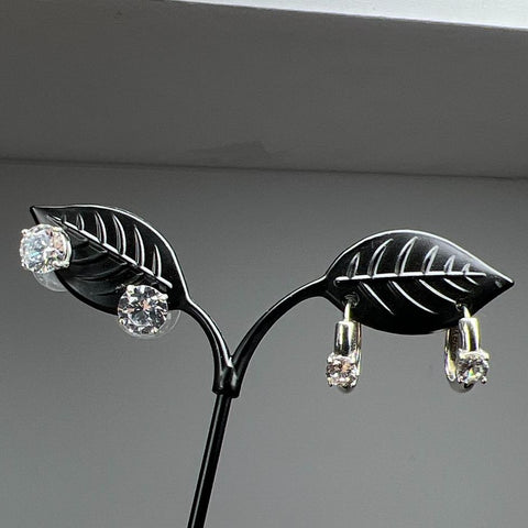 925 Sterling Silver Clear Stone Earrings 15.23g