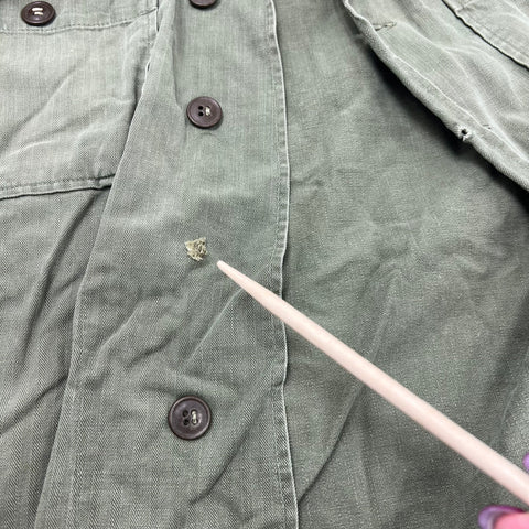 Vintage 40s US Army M43 HBT Herringbone Twill Field Shirt Jacket Sgt Patch Sz M