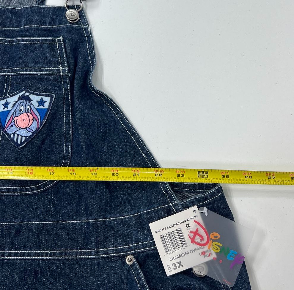 Disney Eeyore Blue Denim Patch Bib Overalls Womens Plus Size 3X