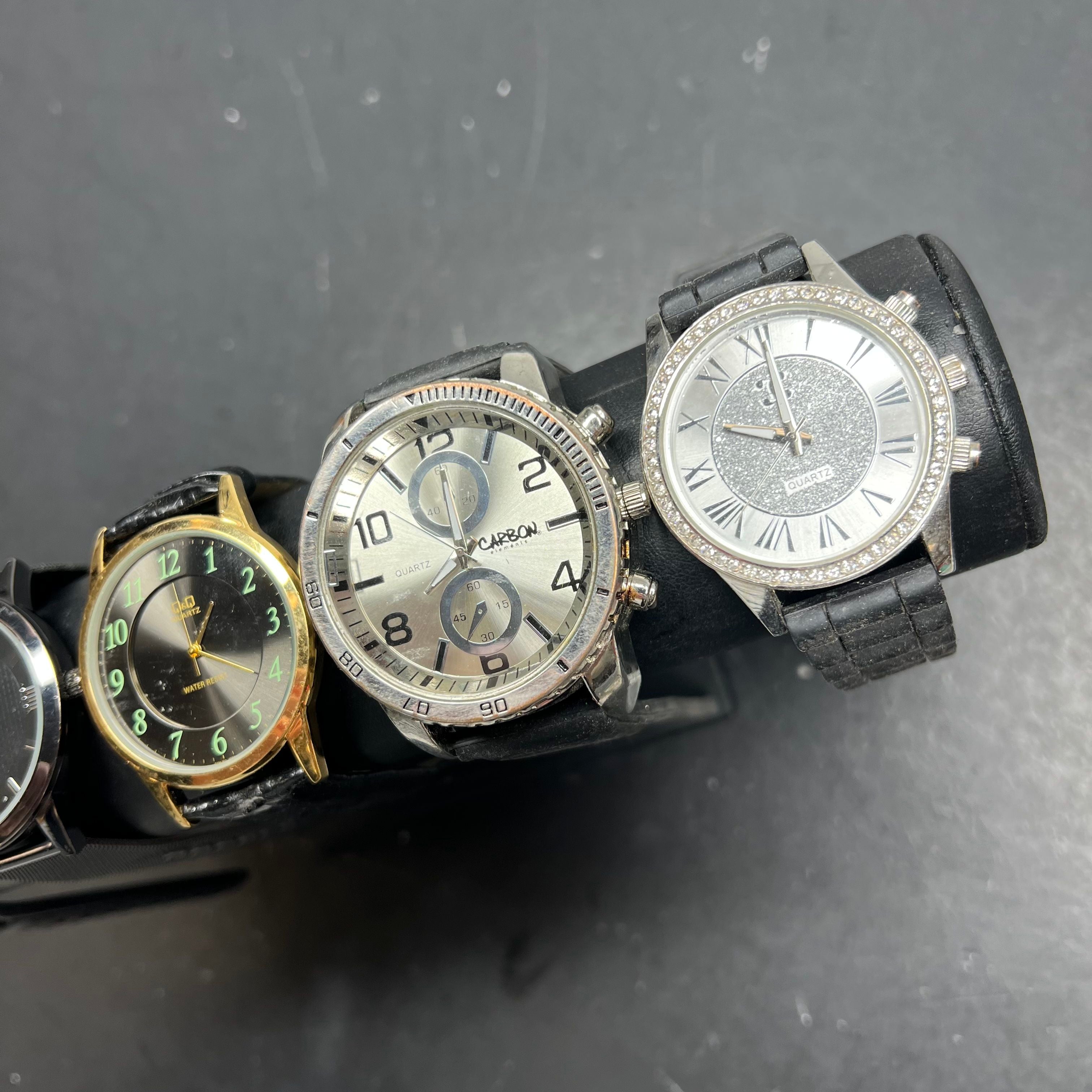 Women's Analog Watches Lot Guess Structure Q&Q Carbon Element Quartz Black READ