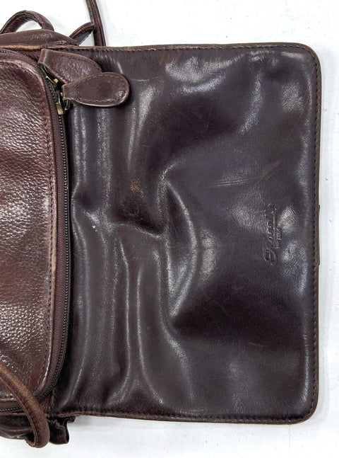 Vintage 90s Fossil Brown Leather Organizer Crossbody Wallet on a String Bag