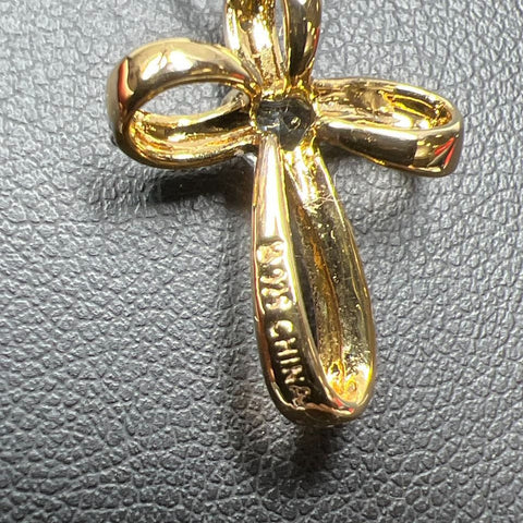 Vermeil 925 Sterling Silver Blue Heart Gemstone Cross Necklace 2.16g