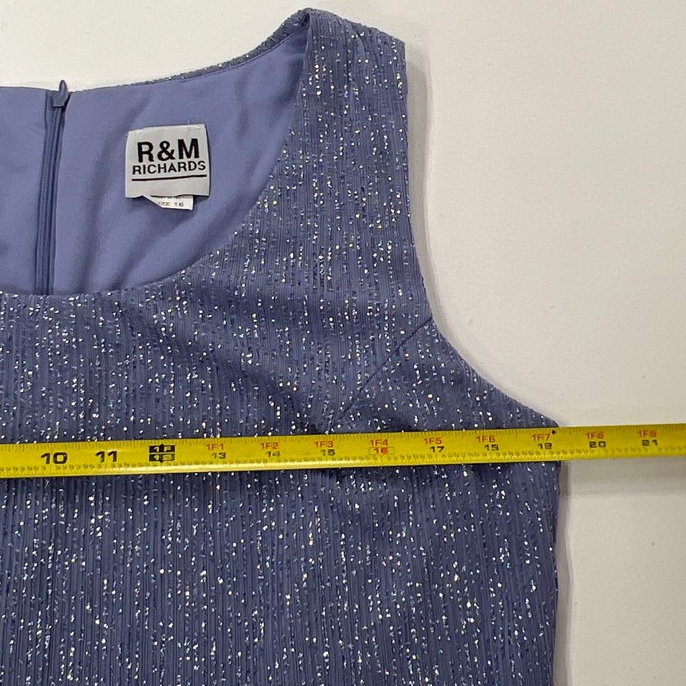 Vintage R&M Richards Periwinkle Sparkle 2-Piece Dress & Jacket Set Sz 16