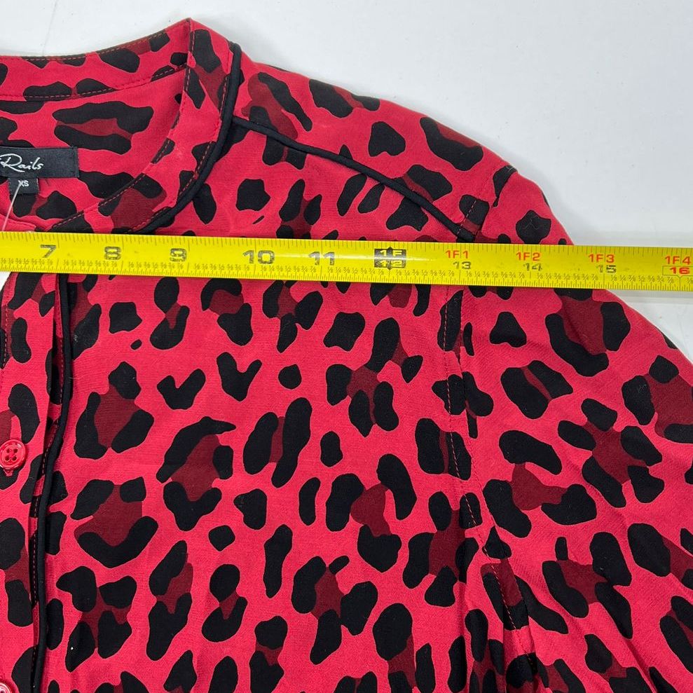 NWT Women's Rails Red Leopard Long Sleeve Button Up Blouse Top - Size XS