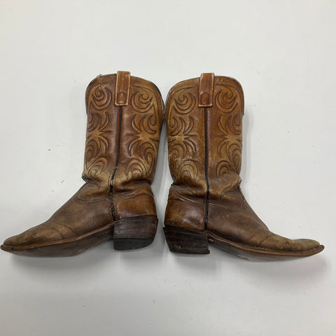 Vintage Texas Brand 144 Brown Leather Distressed Cowboy Western Boots Mens Size