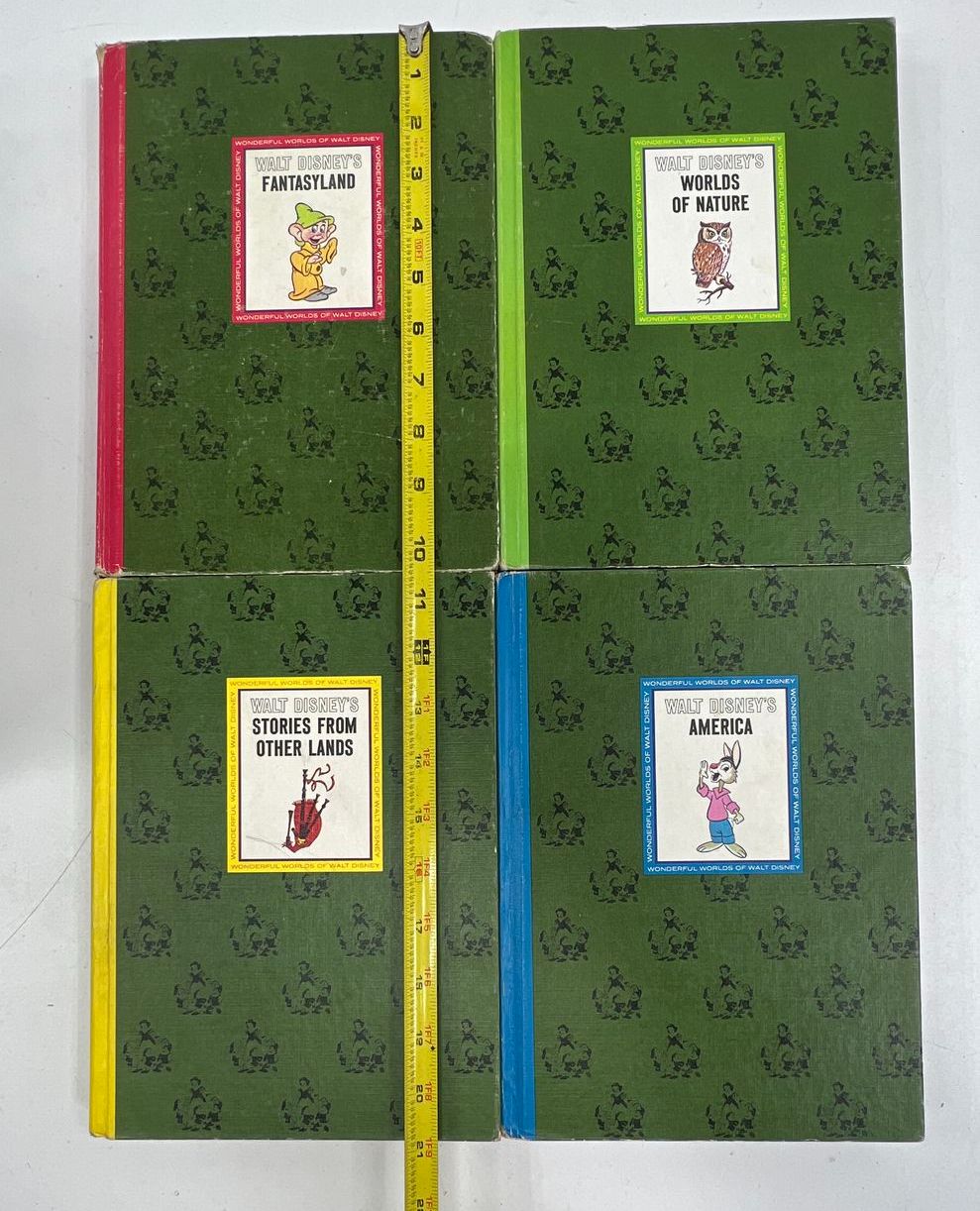 Vintage 1965 Wonderful Worlds of Walt Disney 4 Book Box Set Golden Press