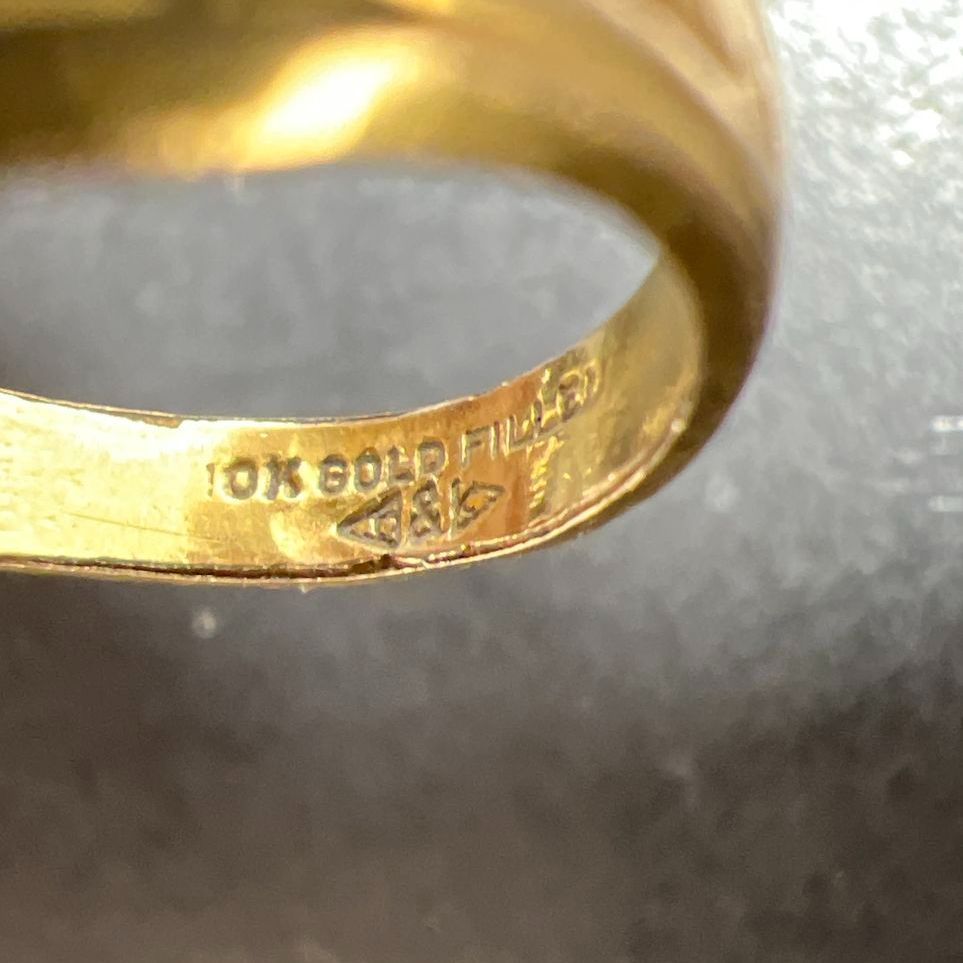 Vintage Green Stone 10K Gold Filled Ring Size 5