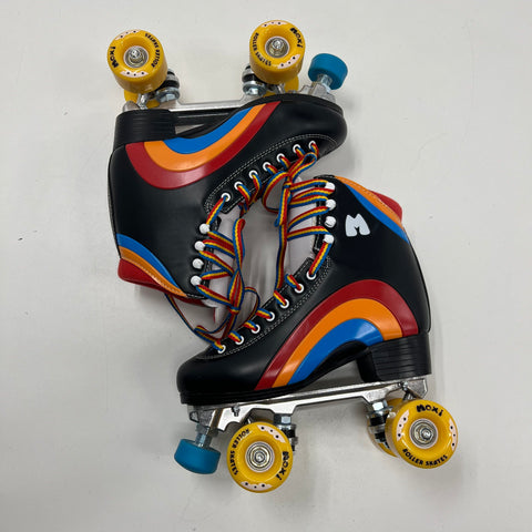 Moxi Rainbow Rider Black Rainbow Quad Roller Skates Size 6