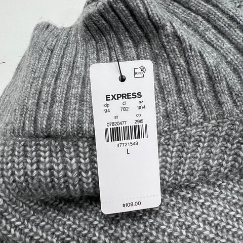 Express Gray Ribbed Knit Cross Front Mock Neck Midi Sweater Dress Women's