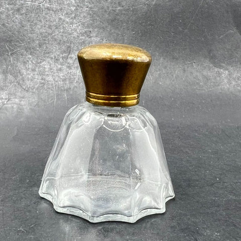 Vintage Mid-Century Pressed Glass Ring Holder & Perfume Bottle Vanity Set