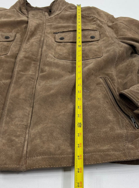 Roundtree & Yorke Brown Suede Leather Field Moto Jacket Men's Size L