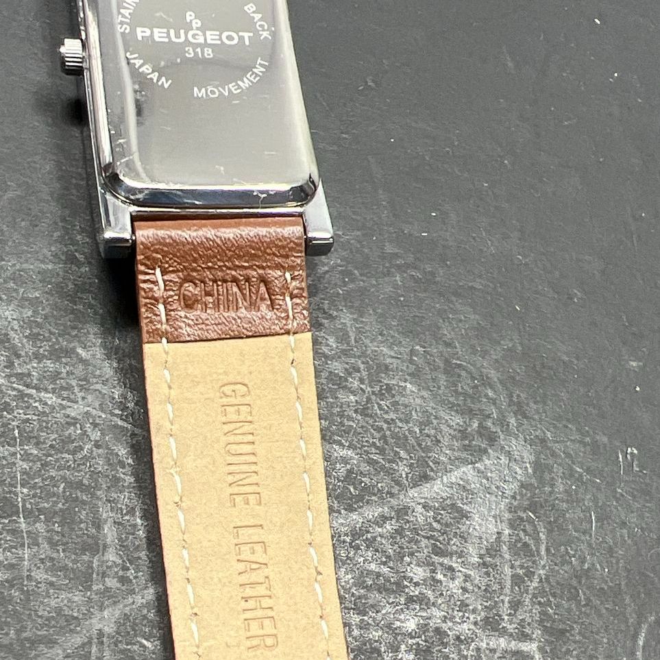 Peugeot 318 Brown Leather Band Wristwatch New Battery