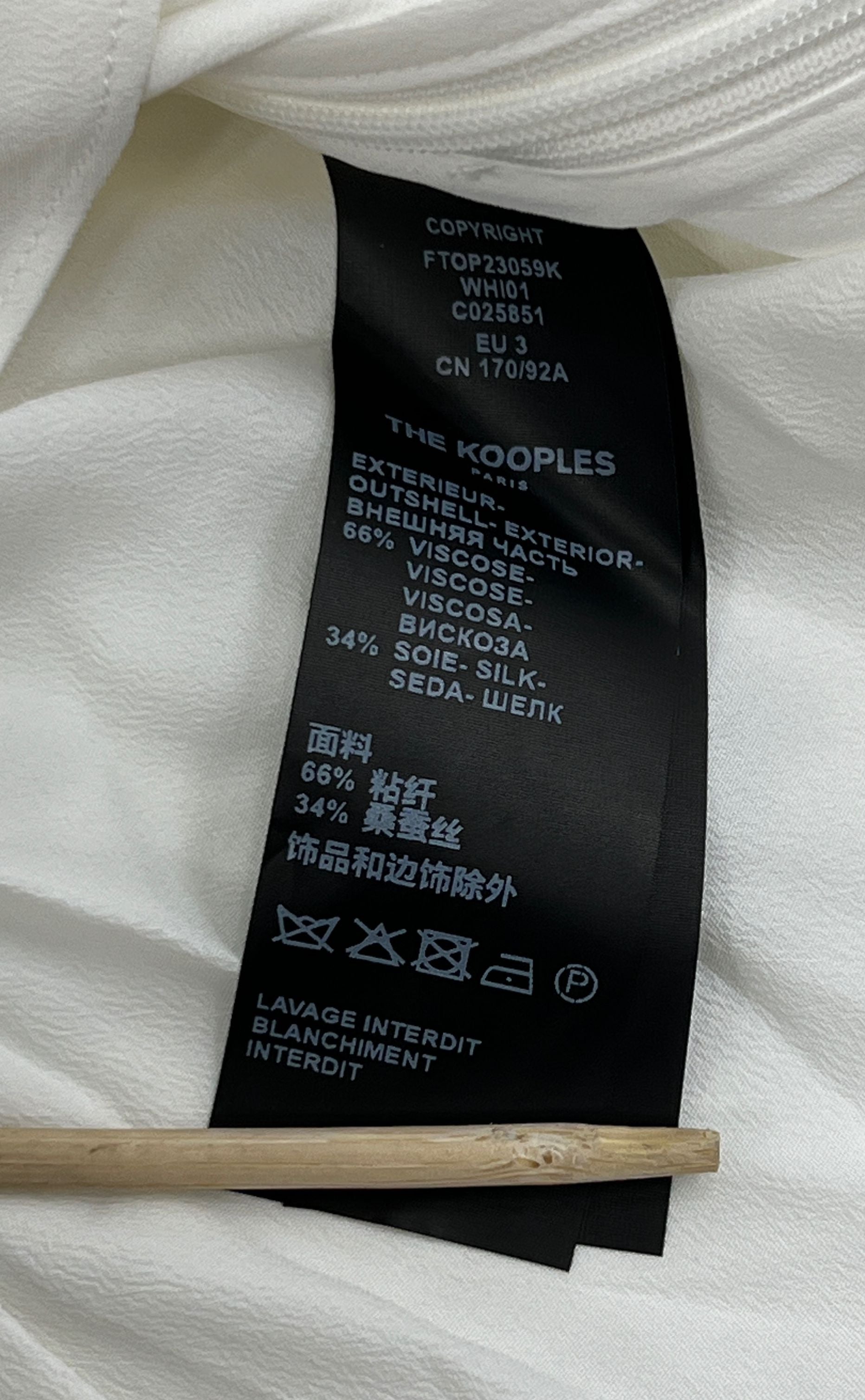 NWT Women's The Kooples France White Pleated Wrap Style Blouse - Size 3