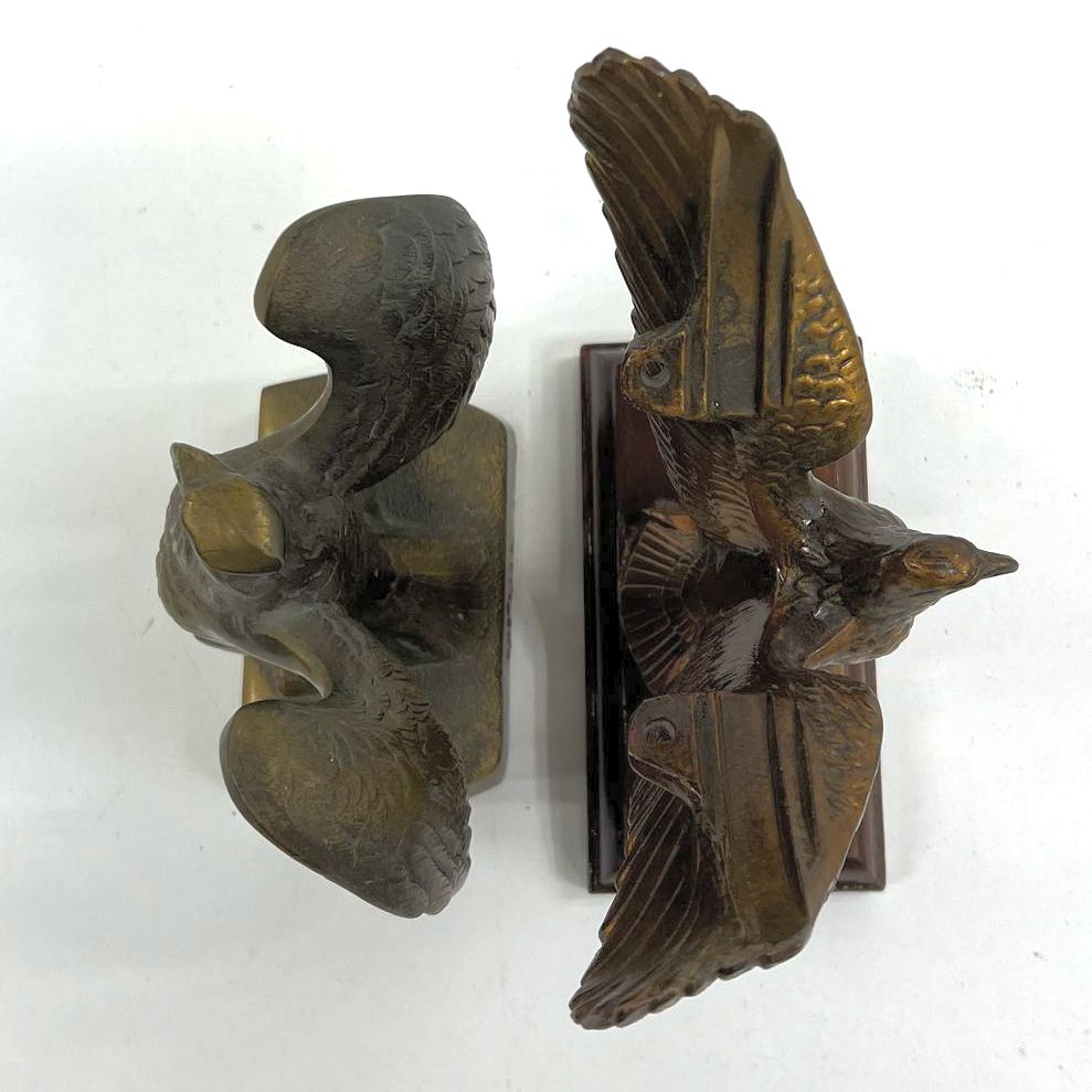 VTG Collectible Brass Eagle Figurines on Bases Lot Of 2 Shelf Desk Decor