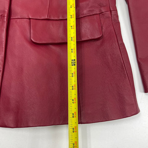 Vintage Y2K Excelled Collection Red Leather Blazer Jacket Womens Large