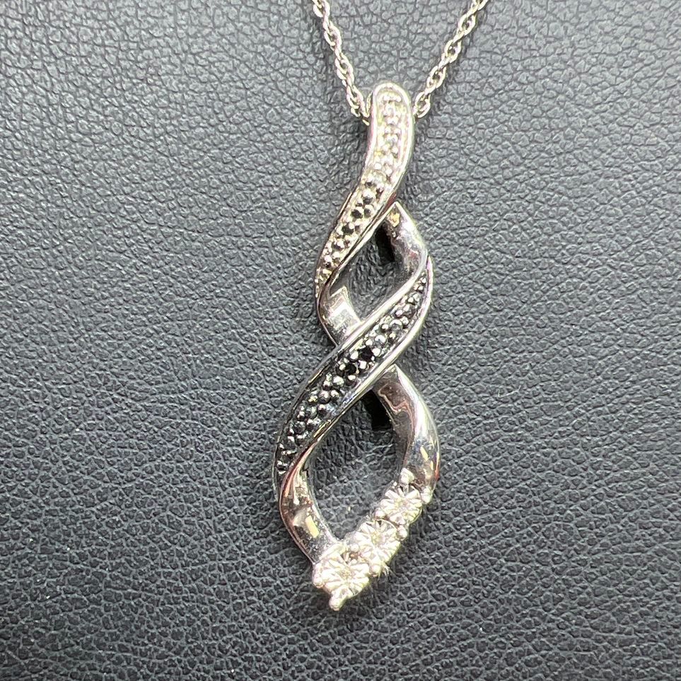 925 Sterling Silver Twist Gemstone Pendant Necklace 3.92g
