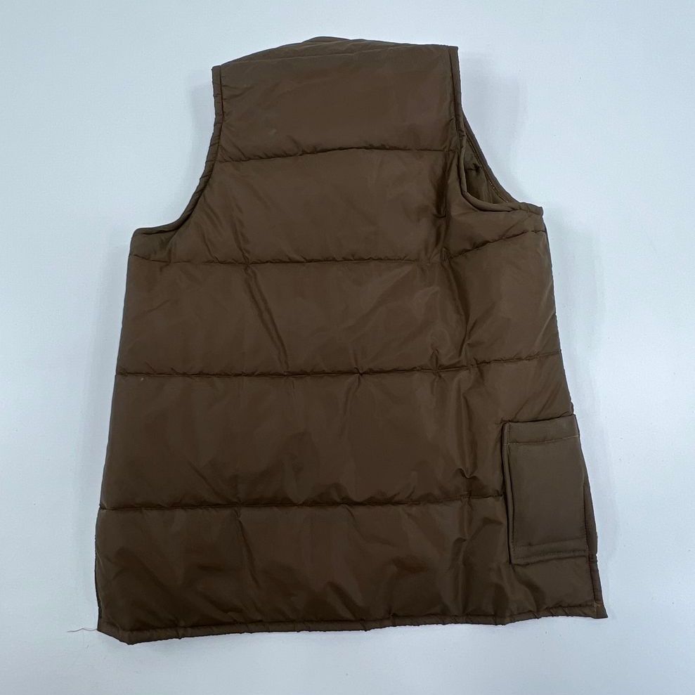 VTG Men's Stark Bros Orchards Stark Trees Brown Puffy Vest Snaps - Size Medium