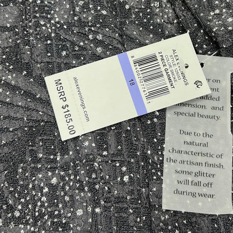 NWT Alex Evenings Gray Glitter 2 Piece Jacket Maxi Dress Gown Women's 18